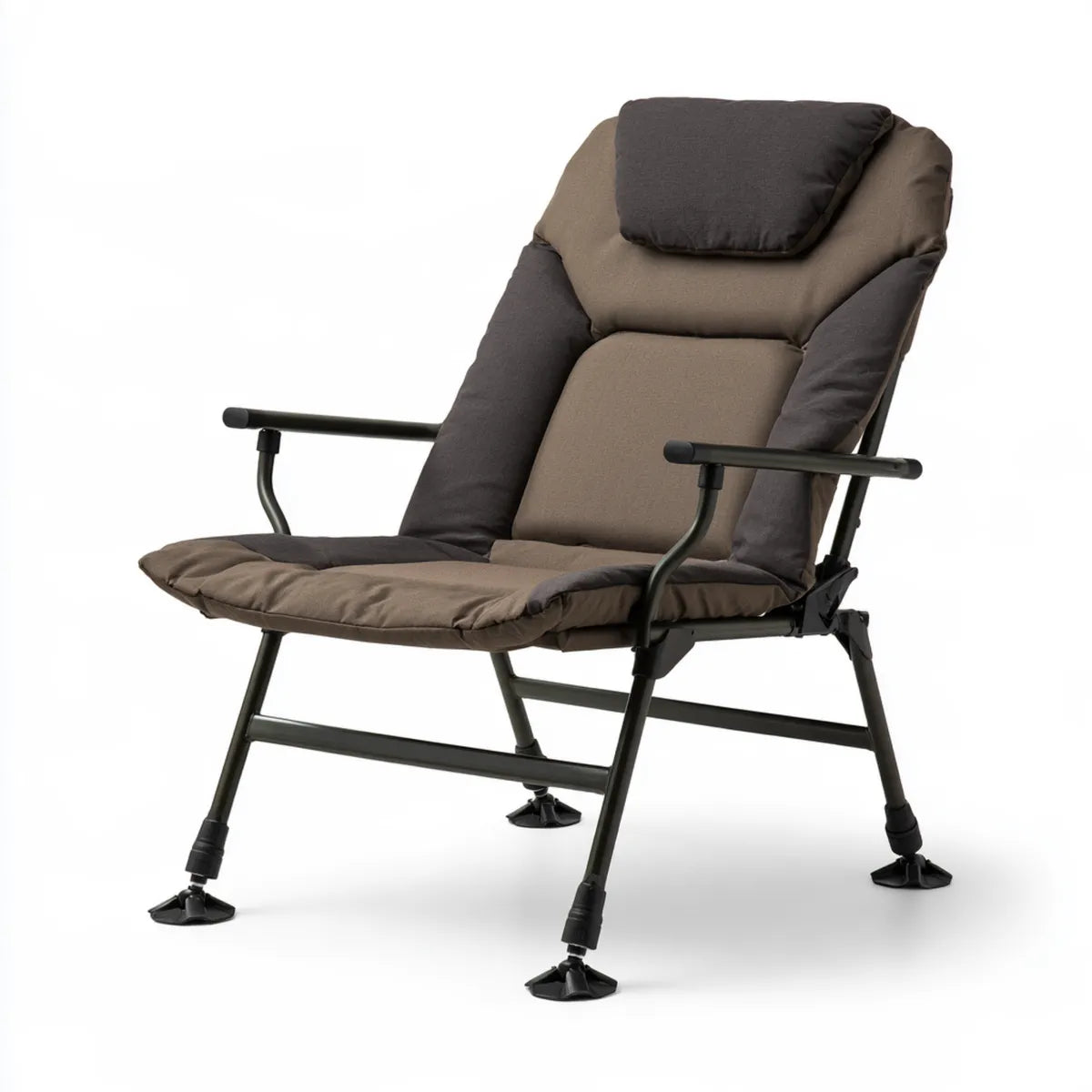Folding Outdoor Reclining Chair, 70 x 76 x 104 cm, Taupe and Black Polyester, Carbon Steel Frame