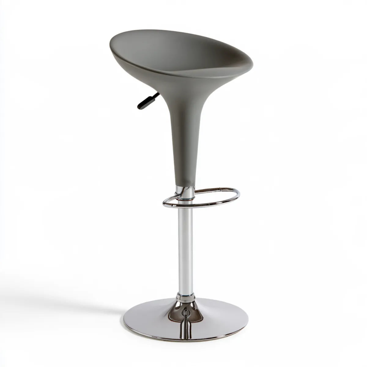 Adjustable Swivel Bar Stool, 18.5 x 19.7 x 24-33 in, Gray Plastic Seat with Chrome Steel Base