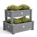 2-Tier Raised Garden Planter, 39.4 x 15.7 x 35.4 in, Gray PP Rectangular Outdoor Planter