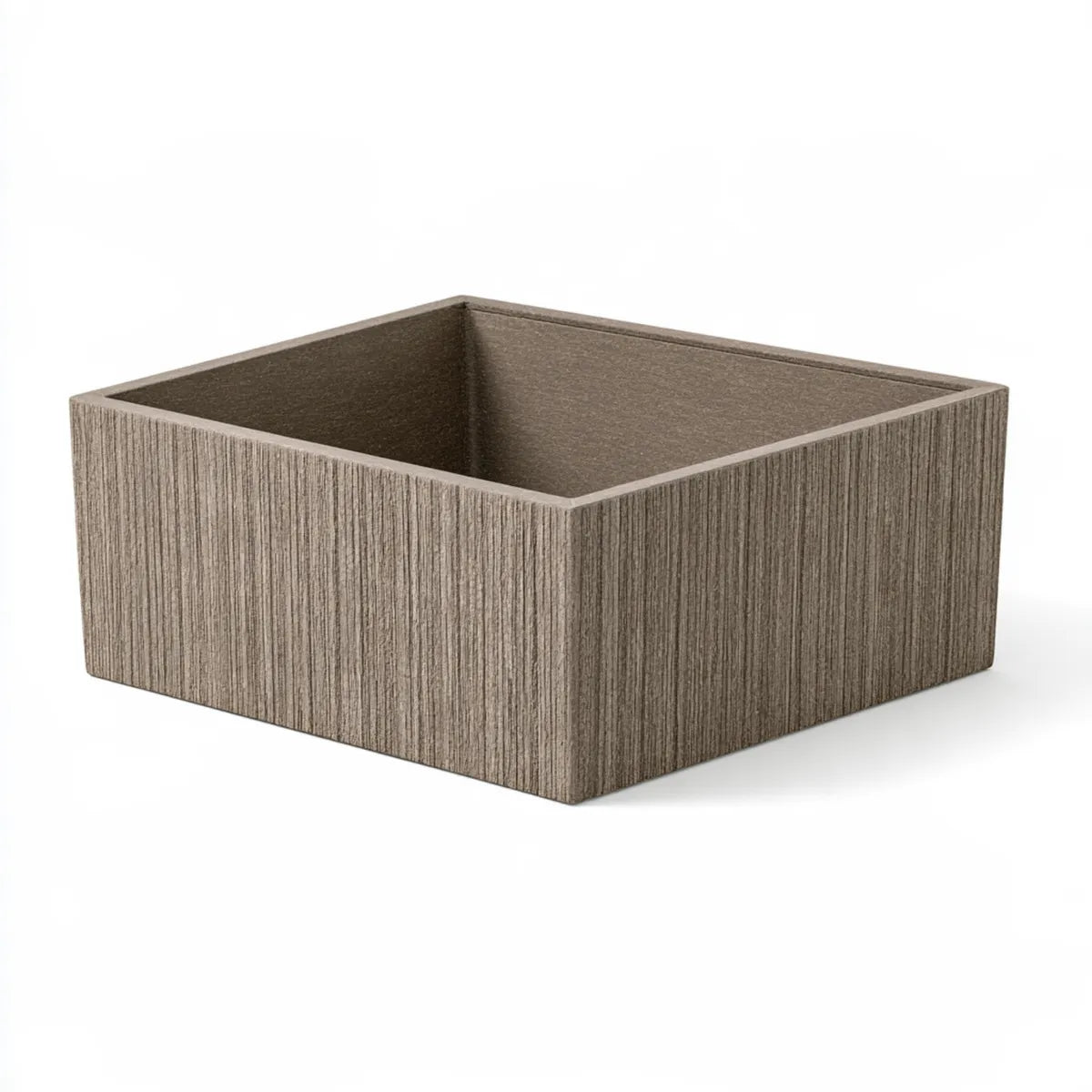 Square Polyresin Planter Pot, 30 x 30 x 20 cm, Brown Textured Finish