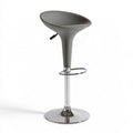 Adjustable Swivel Bar Stool, 18.5 x 19.7 x 24-33 in, Gray Plastic Seat with Chrome Steel Base